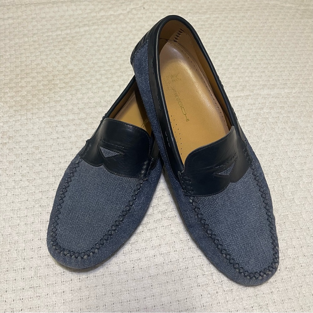 Moreschi LUXURY Denim Penny Loafers Driving Shoes Size 11  MADE IN ITALY